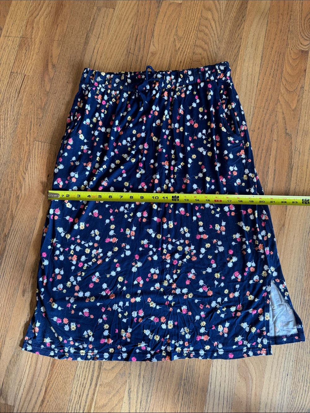 St. John's Bay Navy Floral Midi Skirt with Drawstring Waist medium A376 - Picture 6 of 9